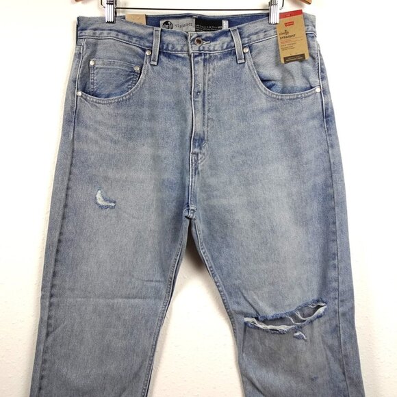 Levi's Silvertab Straight Jeans Men's Size 36x32 Blue Denim Distressed Relaxed - Picture 2 of 11